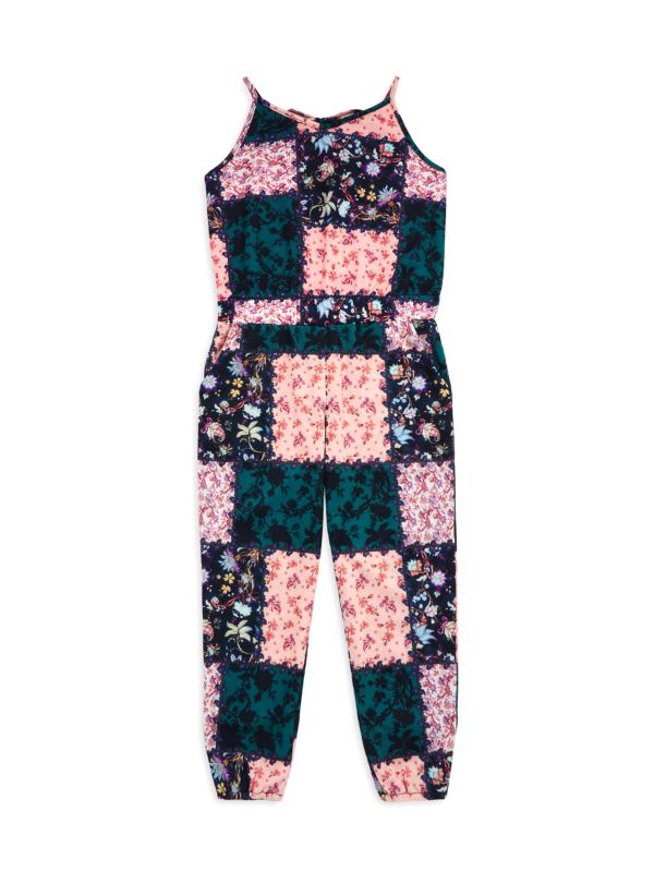 Marchesa Notte Mini Little Girl's & Girl's Patchwork Print Jumpsuit